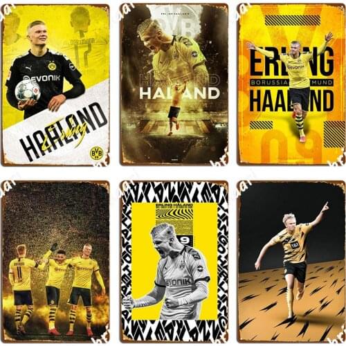 Erling Haaland Vitage Metal Signs Club Party Vintage Bar Cave Football Fans Tin sign Posters