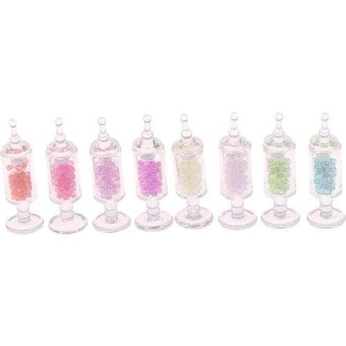1/12 Dollhouse Miniature Accessories Mini Resin Candy Jar Simulation Candy Bottle Model Toy for Doll House Decoration