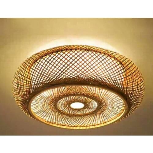 Minimalist Woven Bamboo Ceiling Lamp Shade Japanese Chandelier Light Shade Pendant DIY Creative Living Room Hotel Cafe Bar Decor