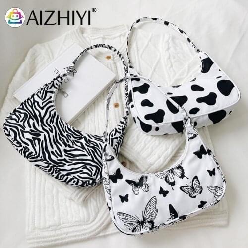 Fashion Women Animal Pattern Printing Underarm Shoulder Bag Casual Ladies Hobos Shape Small Handbags Purse