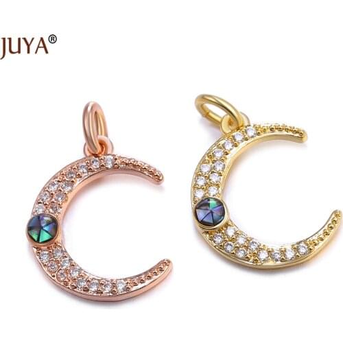 Fashion Zircon Crystal Moon Charms Pendants Jewellery Findings for DIY Jewelery Making Bracelet Necklace Handmade Accessories