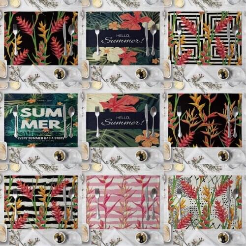 Fashion Print Rectangle Cotton Linen Western Style Table Pad Cut Mats Placemat for Dinner Kitchen Table 40x30cm