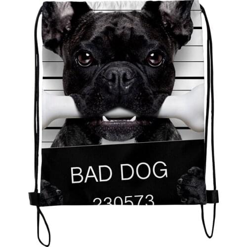 French Bulldog Fashion Style Student Shoulder Storage Bag Drawstring Travel Beach Backpack Toys Shoes Clothes Organizer