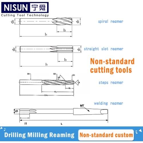 Custom carbide hss reamer spiral straight slot steps welding reamer hand machine CNC