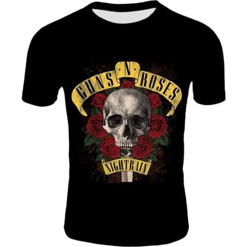 2020 new Wear GUNS and Roses T-shirts Men Summer Black Tshirt Band Street Wear Men 3D Printed t shirt Guns Roses Tee Shirt
