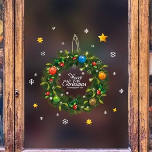 Christmas Balls Wall Stickers Window Glass Festival Decals Santa Murals New Year Christmas Decorations for Home Decor Stickers