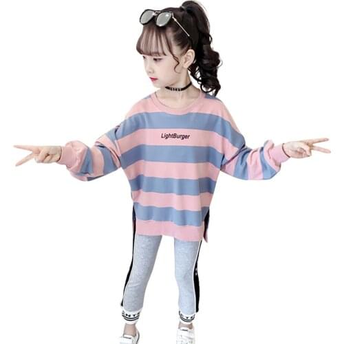 Clothes For Girls Striped Hoodies + Leggings Teenage Girls Clothing Letter Clothes Girl Teenage Childrens Clothes Girl 6 8 10 1