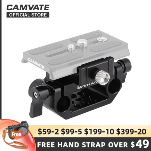 CAMVATE Camera Manfrotto Quick Release Adapter Baseplate With 15mm Dual Rod Clamp Base For DSLR Camera Cage Rig Support System