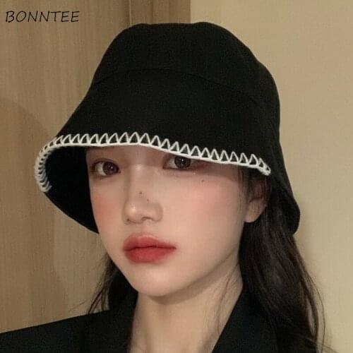 Bucket Hats Women Patchwork Loose Fashion Leisure All-match Sunscreen Unisex Spring Summer Korean Version Chic Outdoor Caps Lady