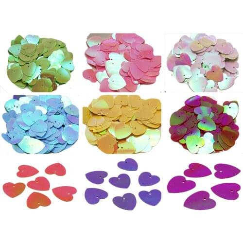 600 Color Flat Heart loose sequins Paillettes 16mm Top Hole sewing Wedding