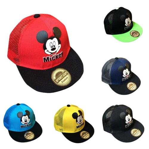 Disney Mickey Mesh Student Casual Hat Boys Girls Baseball Hat Sun Hat Fashion Cartoon Anime Hat Breathable Hip Hop Sunscreen
