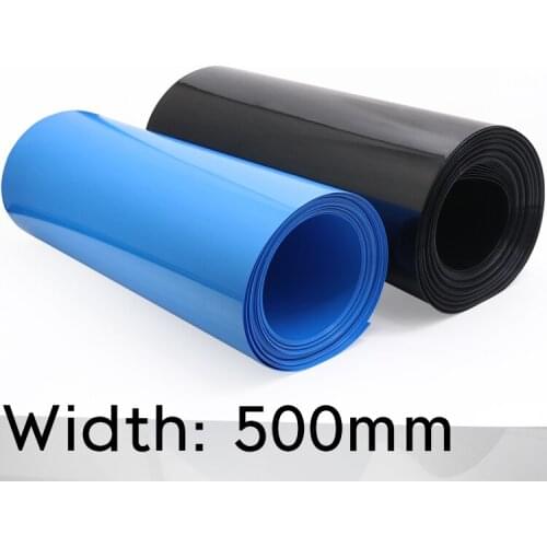 Width 500mm (Diameter 318mm) Lipo Battery Wrap PVC Heat Shrink Tube Insulated Case Sleeve Protection Cover Flat Pack Blue Black