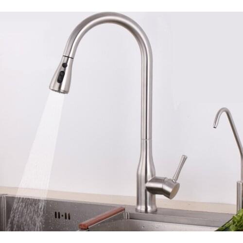 Put out 304 stainless steel kitchen faucet sink mixer brushed surface lead free hot and cold water faucets