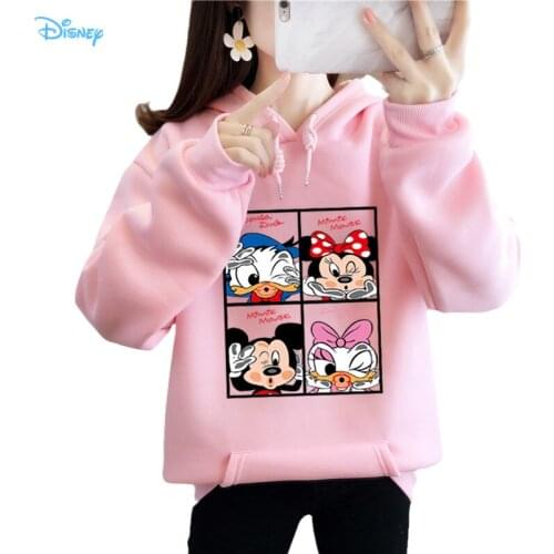 Disney Anime Donald Duck and Daisy Paired Clothes for Couple Hoodies Woman Man Long Sleeve Crewneck Minnie Mouse Kawaii Hoodie