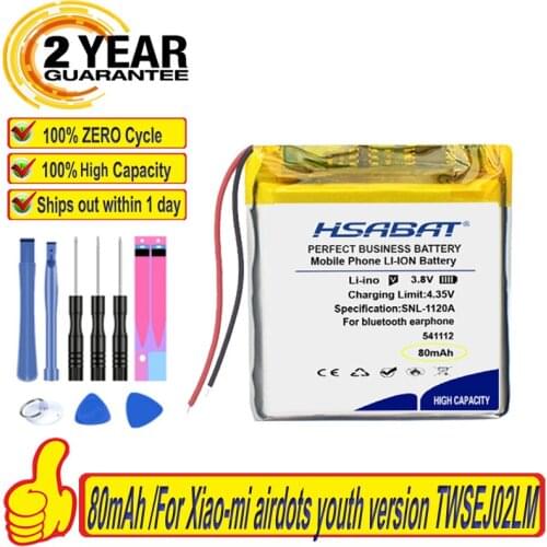 Top Brand 100% New 80mAh 541112 Battery for bluetooth earphone redmi xiao-mii airdots Batteries