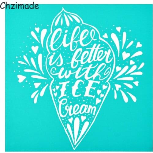 Chzimade Life Is Better Square Self-Adhesive Silk Screen Printing Stencil Mesh Transfers For Pillow T-Shirt Home Decoration