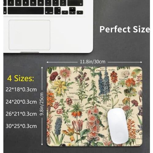 Vintage Flower Poster Mouse Pad DIY Print Fleurs Adolphe Millot Nature Floral Vintage Botanical French