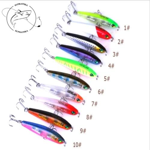 10pcs/set 3D Eyes Fishing Lure Artificial Sinking Pencil Plastic Hard Bait Swimbait 8# 9g/7.5cm With Sharp Hook Anti-corrosion