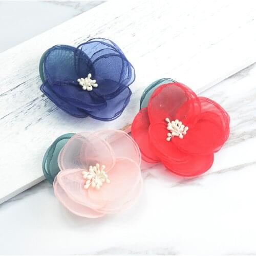 20pcs 9CM (3.5INCHES) Chiffon Flowers For Children Hair Accessories For Headband DIY