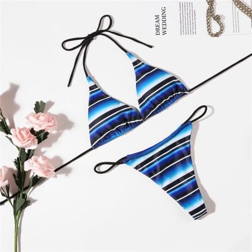 2021 Sexy Thong Brazilian Micro Bikini Padded Two Pieces Swimwear Women Maio Biquini Mujer Banador Badpak Dames Stroj Kapielowy