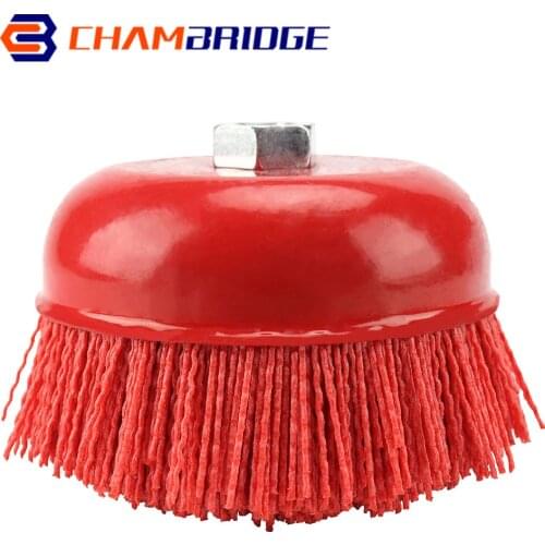 1 Piece 150mm Cup Nylon Abrasive Brush Wheel Grit 80 Pile Polymer-Abrasive For 6 Inch Angle Grinder Dremel Rotary Tool