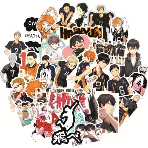 50pcs haikyuu Waterproof Stickers Cartoon Graffiti Sticker Stickers For Laptop Luggage Skateboard Phone Decals DIY Scrapbooking