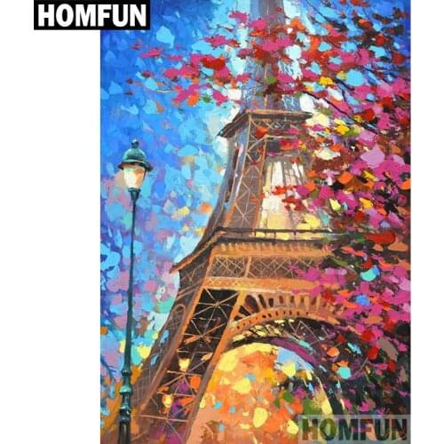 HOMFUN Full Square/Round Drill 5D DIY Diamond Painting "Eiffel Tower" Embroidery Cross Stitch 3D Home Decor Gift A06537
