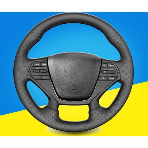 Car Baid Steering Wheel Covers for Hyundai Sonata 9 2015 2016 2017 (4-Spoke) Interior DIY Auto Braid On The Steering Wheel Cover