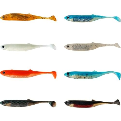 BassLegend- Fishing Soft Plastic Flash Minnow T Tail Shad Baits Bass Pike Trout Lure 75mm 2.5g/100mm 6g 4 Pcs