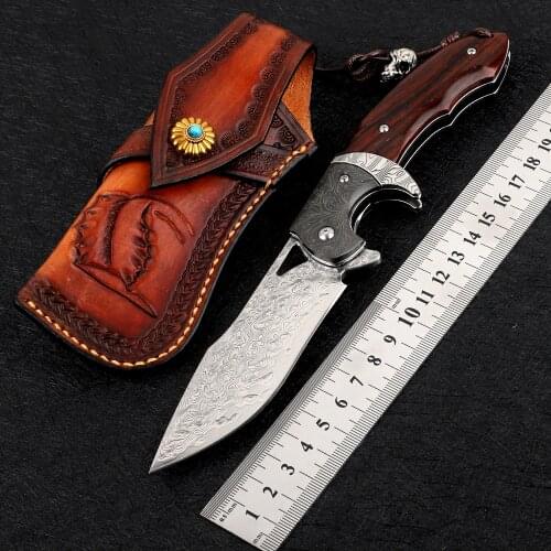 Damaskus-Folding knife fruit knife, used for kitchen knife hunting camp knife outdoor tool tactical self-defense