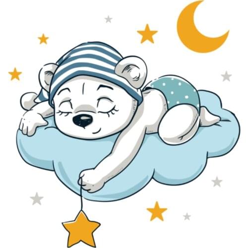 Sleeping Bear On The Cloud Decorative Nursery Sticker