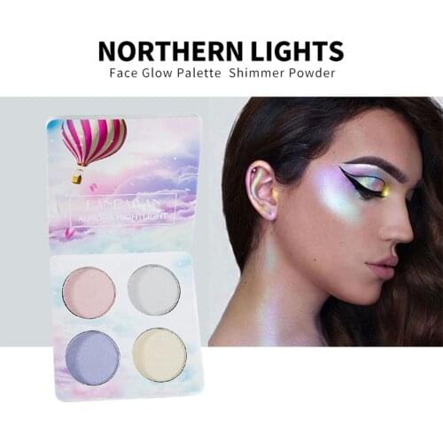 HANDAIYAN 4 Color Facial Contour Decorate Highlighter Powder Cake Face Brighten Shimmer Glitter Eyeshadow Palette Makeup TSLM2