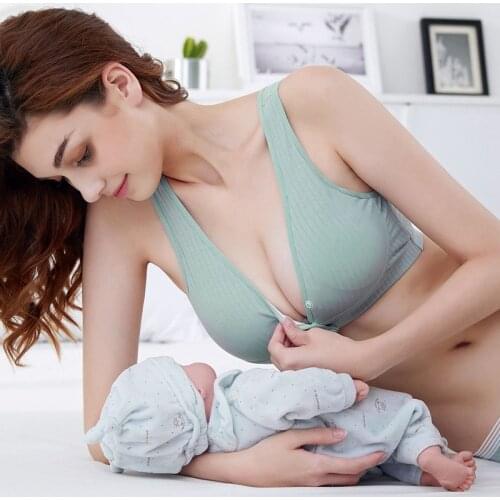 Wire Free Cotton Maternity Bra Tops Breastfeeding Bra Front 3 Buttons Comfort Pregnant Feeding Nursing Bras Pregnancy Clothes