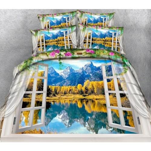 Custom Size 3D Bedding Set Twin Full Queen Sheet Set Duvet Cover Pillowcase Bed Cover California King Balcony Scenery Decorate