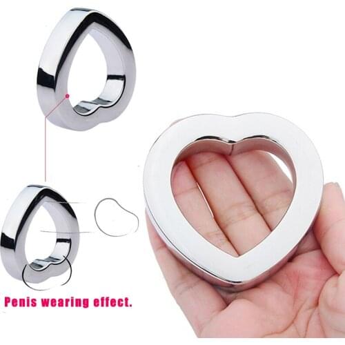 Heart-shaped Metal Cock Ring Ballstretcher Scrotum Stretcher Ring Penis Extend Time Delay Ejaculation For Men Male Sex Toys 18