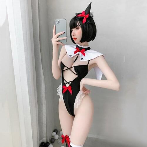 Cute Lolita Anime Bra Girl Underwear Witch Cosplay Costumes Sexy Bandage Lingerie Set Halloween Adult Sex Game Role Play Costume