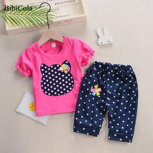 Infant Baby Girl Clothing Set newborn fashion dot print clothes suit 2019 new hot sale toddler casual tshirt+shorts 2pcs set