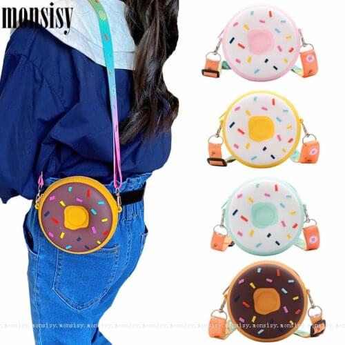 Monsisy Unisex Baby Girl Boy Coin Purse and Handbag Cute Donut Shoulder Bags Mini Children Wallet Baby Doughnut Coin Pouch Bolsa