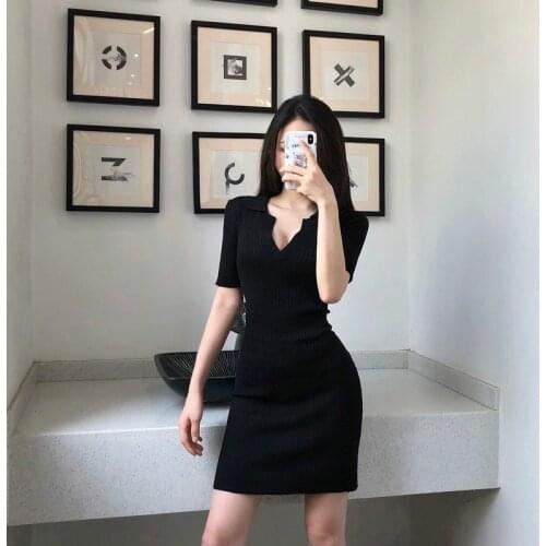 2021 New Summer Womens Dress Fashion All-match Girl Temperament Dress Sexy Slim Womens Dress Street Short-sleeved Dress
