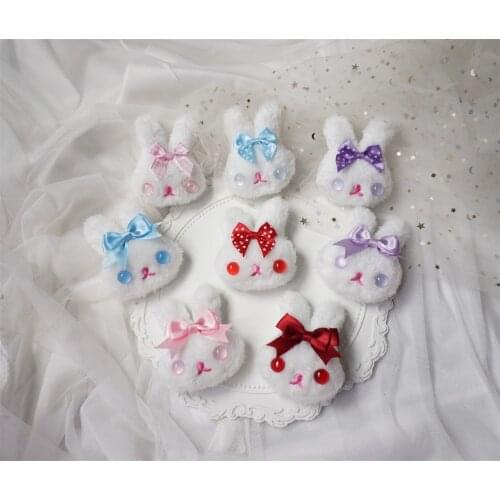 Handmade Lolita Cute Plush Rabbit Hairpin Brooch Pin Christmas Gift for Girls Hair Accessories D285