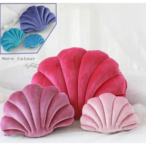 Cute Beautiful Shell Pillow Decor Princesss Fantastic Velvet Pillow Sea Shell Home Decor Bed Sofa Cushion Decoration Girl Gifts