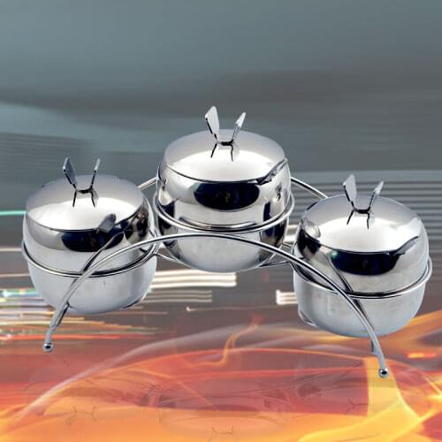 Fashion stainless steel spice jar sugar salt taste of the pot storage tank glove 3 pots in 1 set