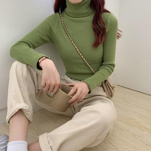 Korean fashion Womens sweater black Turtleneck harajuku Autumn kawaii dropshipping pullover vintage Long sleeve knitted clothes