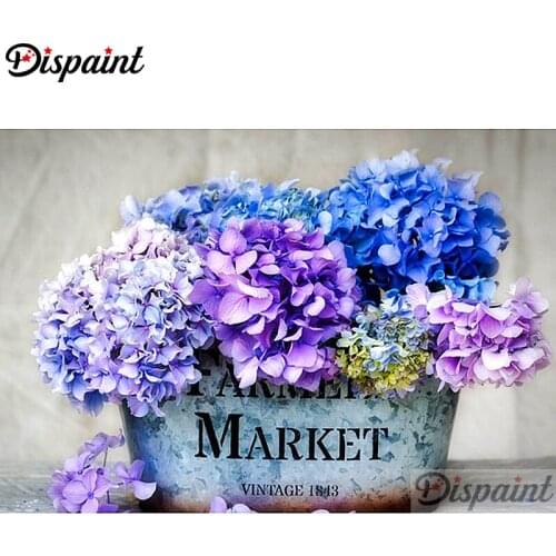 Dispaint Full Square/Round Drill 5D DIY Diamond Painting "Blue purple flower" Embroidery Cross Stitch 3D Home Decor A12856