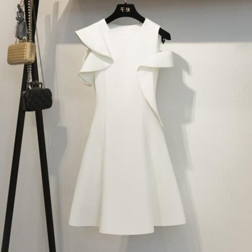 Summer New 2020 Korean Fashion Lady Elegant White Sleeveless Dress Womens One-Piece Hair Dresses