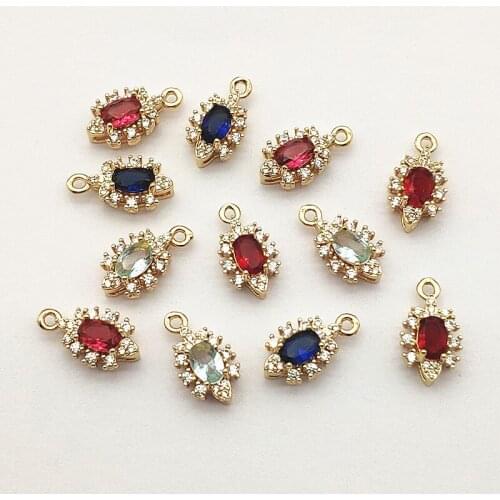 New Arrival! 15x8mm 50pcs Cubic Zirconia Copper Charm For Handmade Necklace Earring DIY Parts Jewelry Findings & Components