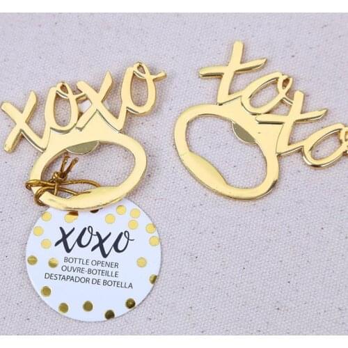 Creative Letter gold color XO XO Shape Bottle Opener Beer Bottle Openers Wedding Anniversary Party Gift wholesale 200 pcs SN3001