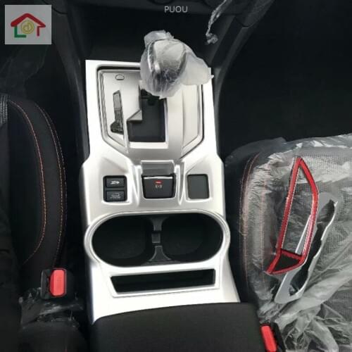 For 2018 Subaru XV Crosstrek w/ EPB Gear Shift Box Panel Overlay ABS Chromium Interior Dashboard Cover Accessories Car Styling