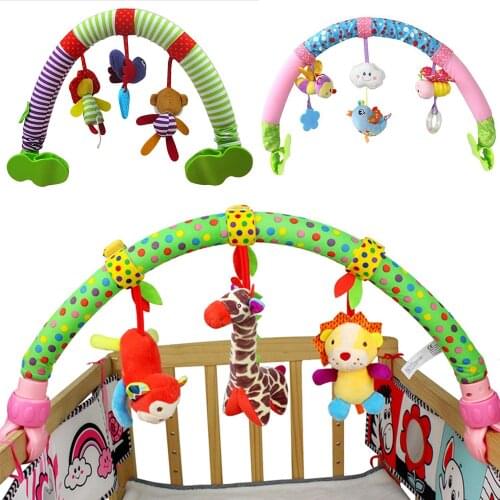Portable Baby Rattles Toys Mobile Infant Stroller Hanging Travel Game Toy Infant Early Educational Toys Baby Rattles Hanging Bed