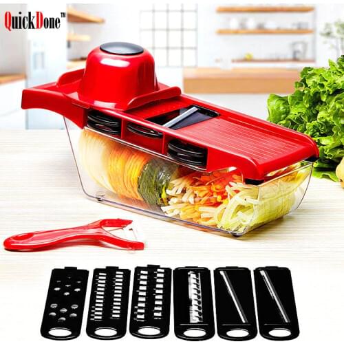 QuickDone Creative Mandoline Slicer Vegetable Cutter with Stainless Steel Blade Manual Potato Peeler Carrot Grater Dicer AKC6035
